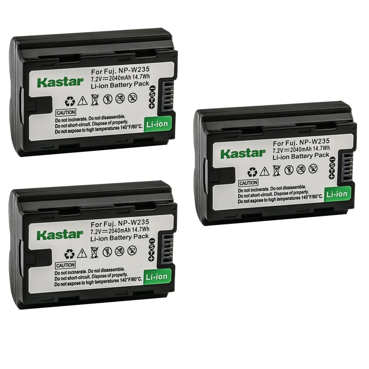 Kastar Kastar NP-W235 3-pack Li-ion camera battery for GFX 100S 2040mAh 7.2V 14.7Wh — product photo