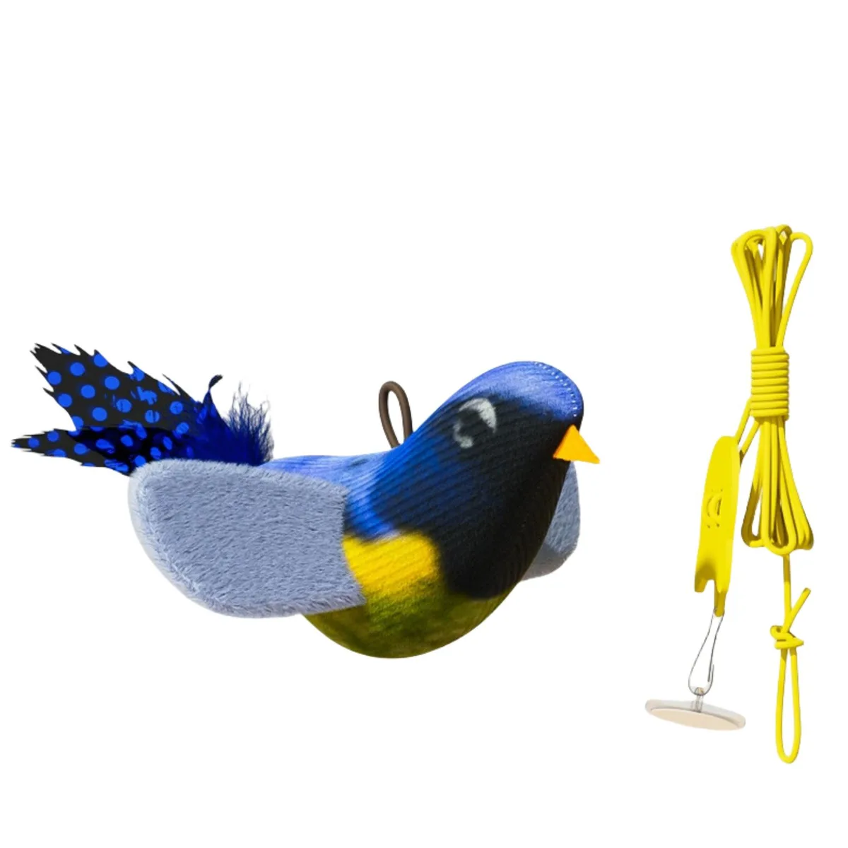 3MNSCD 3MNSCD Interactive Cat Toy Bird Real Feather Catnip Blue — product photo