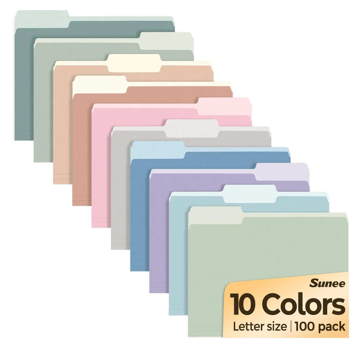  Pendaflex Wallet Folders 100 Count Letter Size 10 Pastel Colors 1/3-Cut Tabs — product photo