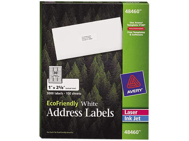 Avery Avery 48460 White Labels 1 x 2-5/8 3000 Pack — product photo