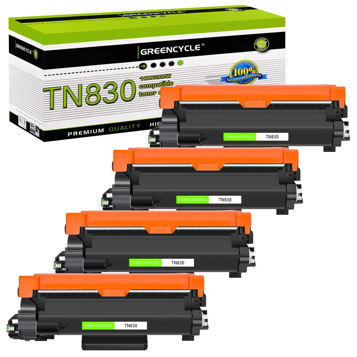 GREENCYCLE GREENCYCLE 4 Pack Black Toner Cartridge TN830 1200 Pages — product photo