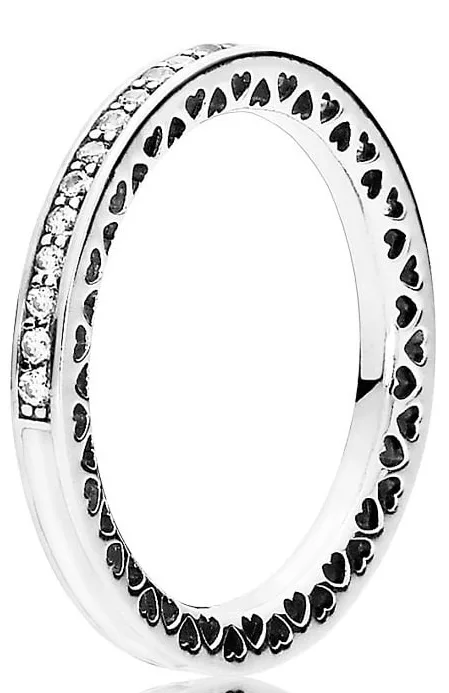 PANDORA PANDORA 191011CZ Radiant Hearts Silver Enamel CZ Ring — product photo