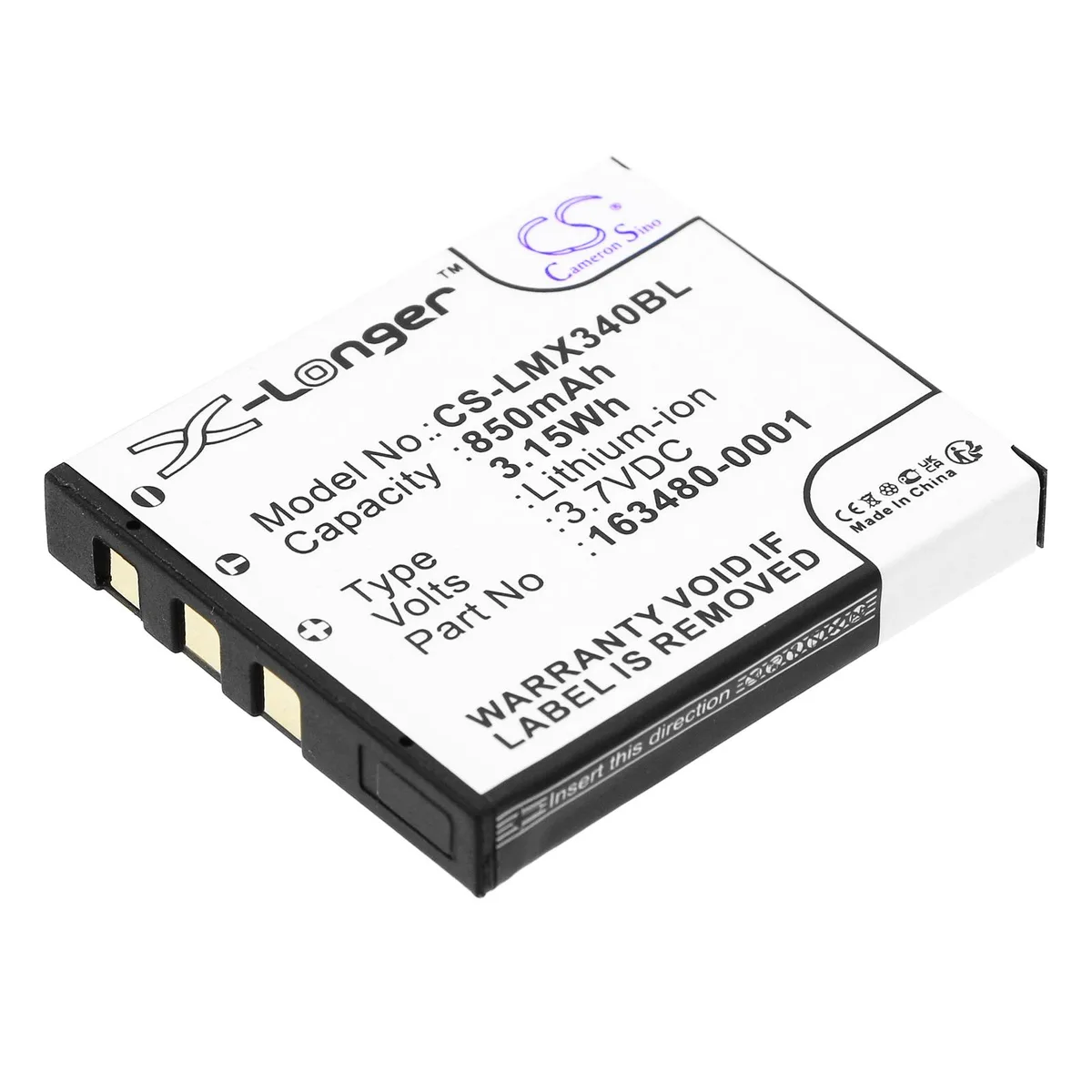 Centenex Electronics Centenex Electronics DS-CS-LMX340BL barcode scanner battery 3.7V 850mAh Li-ion black — product photo
