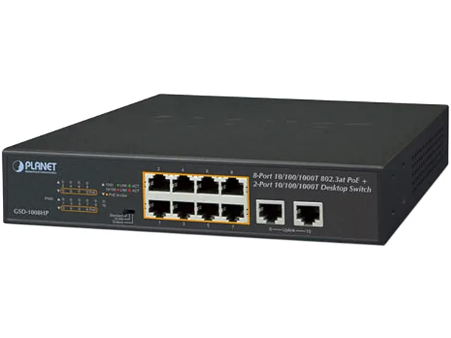 PLANET PLANET GSD-1008HP 10-port Gigabit PoE+ network switch 120 watts — product photo
