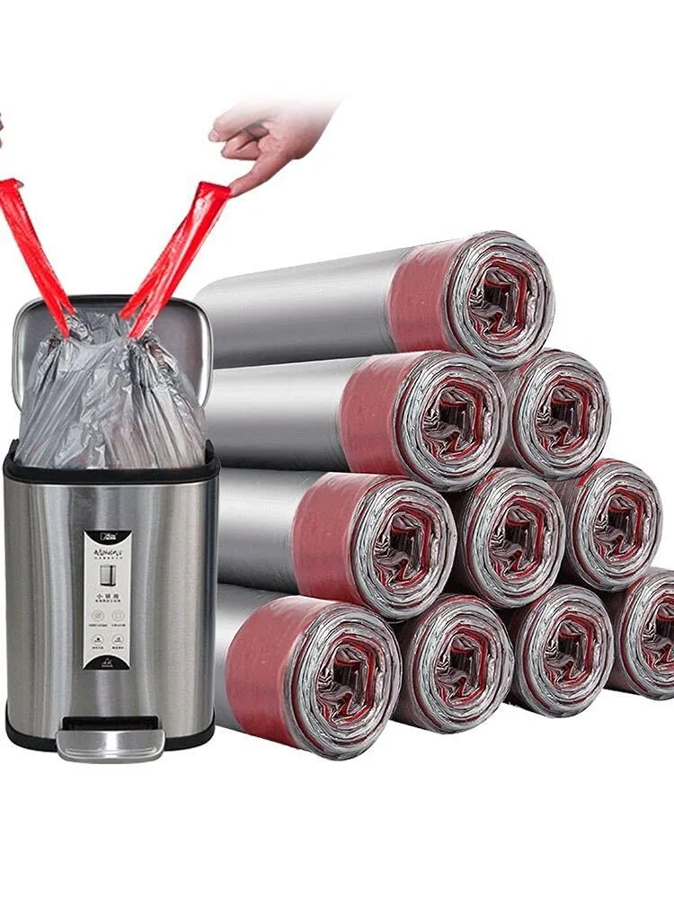 Coocn 50-Count Drawstring Garbage Bags 4-6 Gallon Gray — product photo