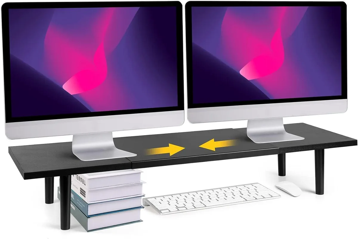 PISKEKAT PISKEKAT Dual Monitor Stand Riser Adjustable 32-40 Inch Black — product photo