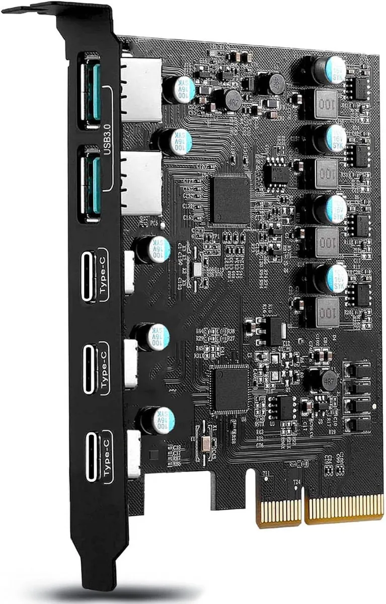 ESTONE ESTONE PCIE22A3C PCI Express Expansion Card 5Gbps USB 3.0 5-Port 3×USB-C 2×USB-A — product photo