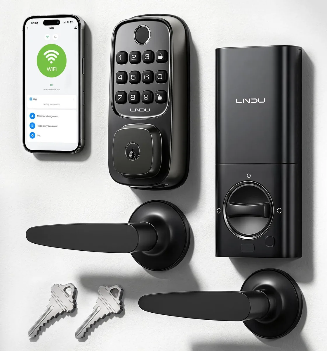DNBeffulgent DNBeffulgent WL01 smart door lock Wi-Fi fingerprint Alexa Google Assistant 50 users IP54 — product photo