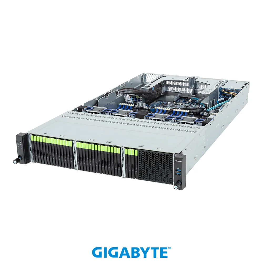 GIGABYTE GIGABYTE R284-S91-AAJ1 2U barebone server 32-bay E3.S Gen5 NVMe — product photo