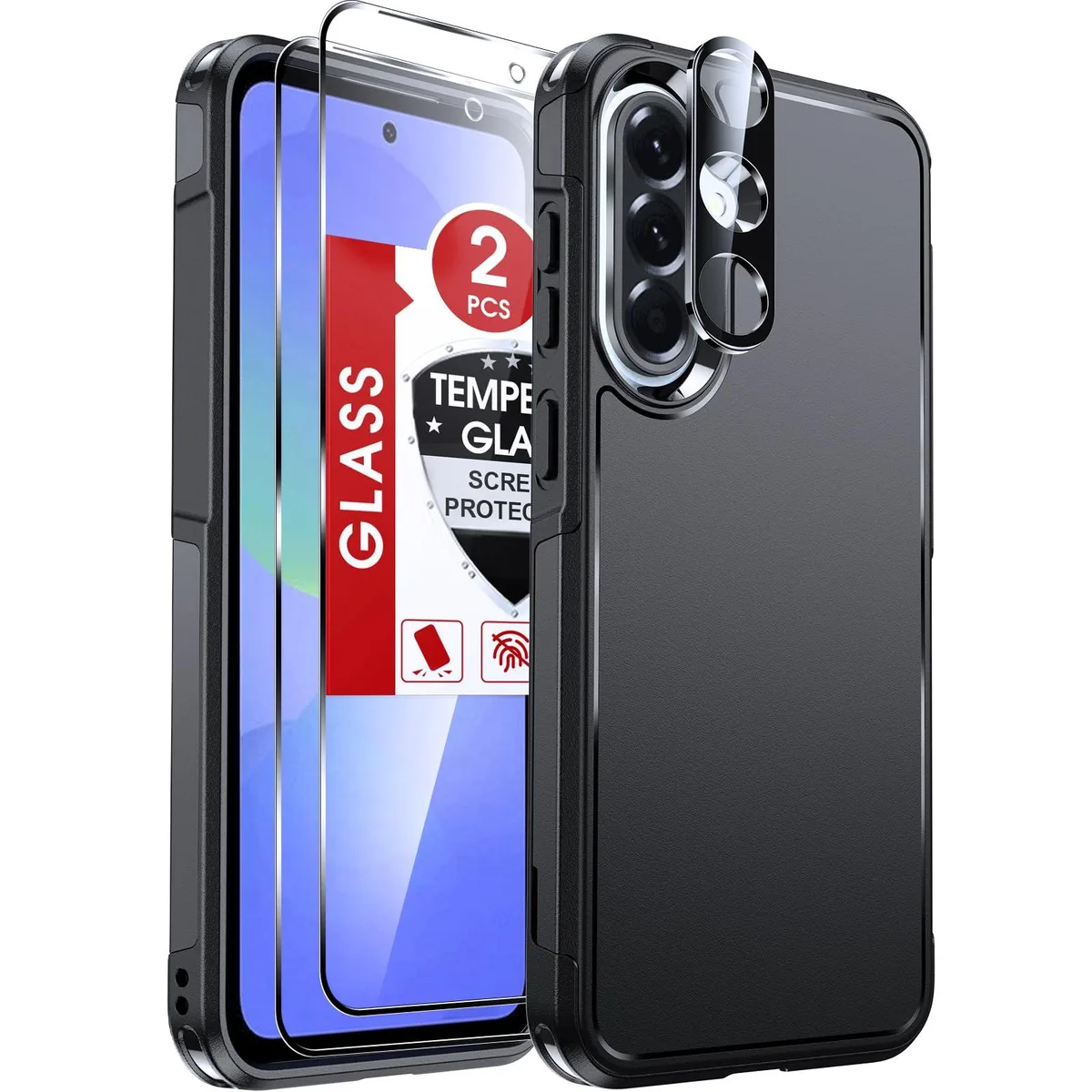 No Sew No Sew Galaxy A36 5G Case with 2 Screen Protectors, Camera Lens Protector, Black — product photo