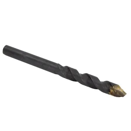 Long silver twist drill bit with carbide tip and wide flutes