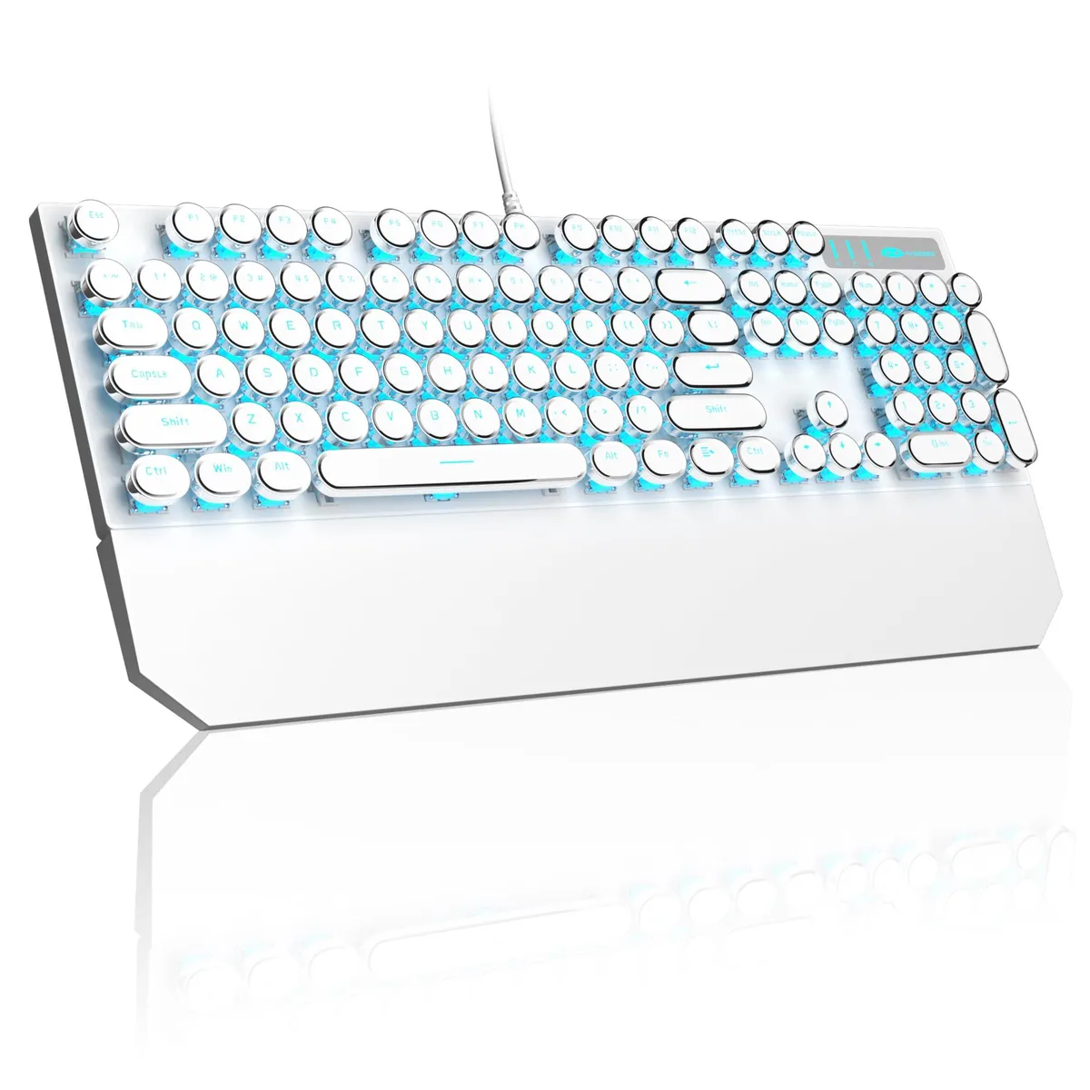  Redragon MK-punk 104-Key Blue Switch White Round Keycaps Magnetic Wrist Rest — product photo