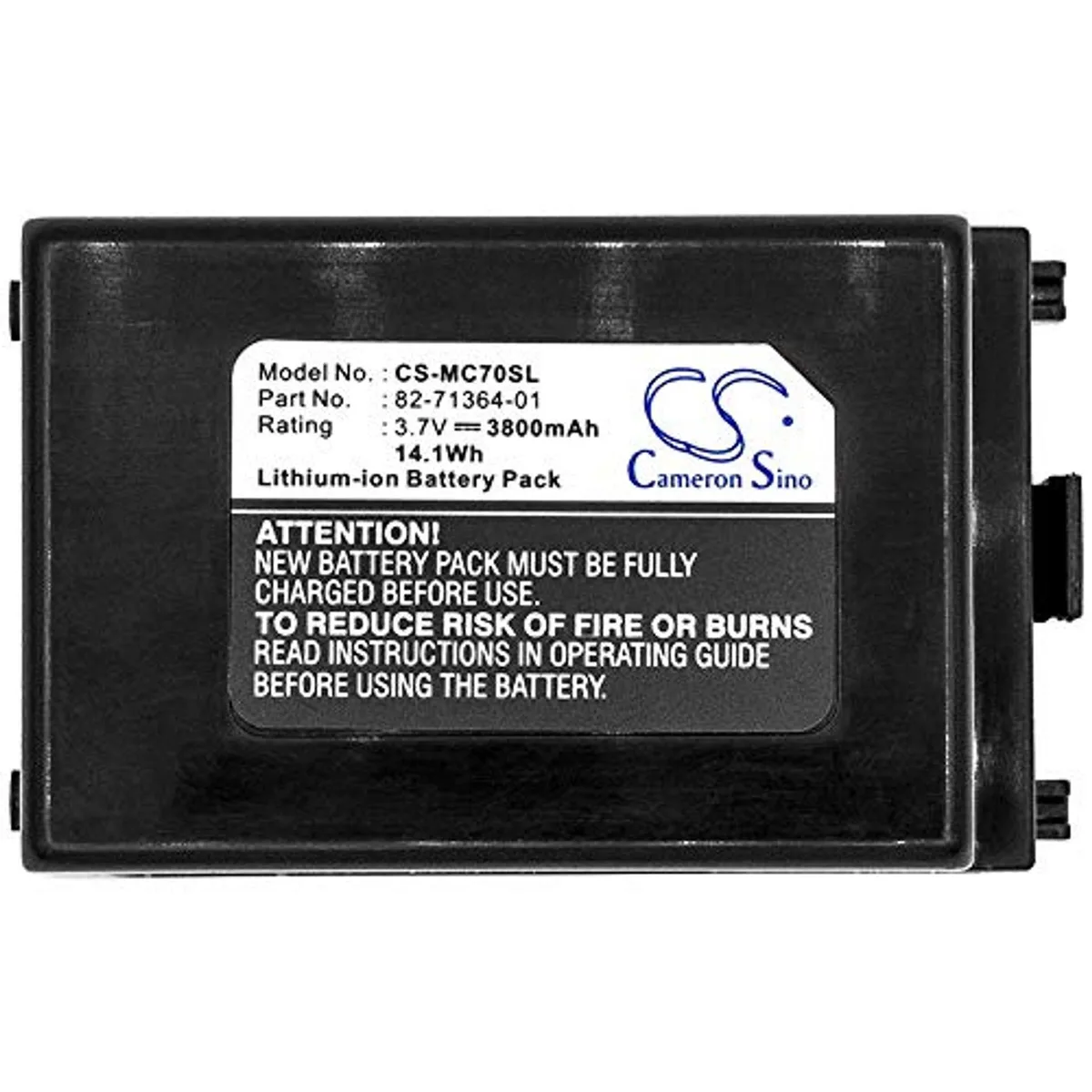 Rectangular black battery pack with connector, 60 by 36 by 24 mm