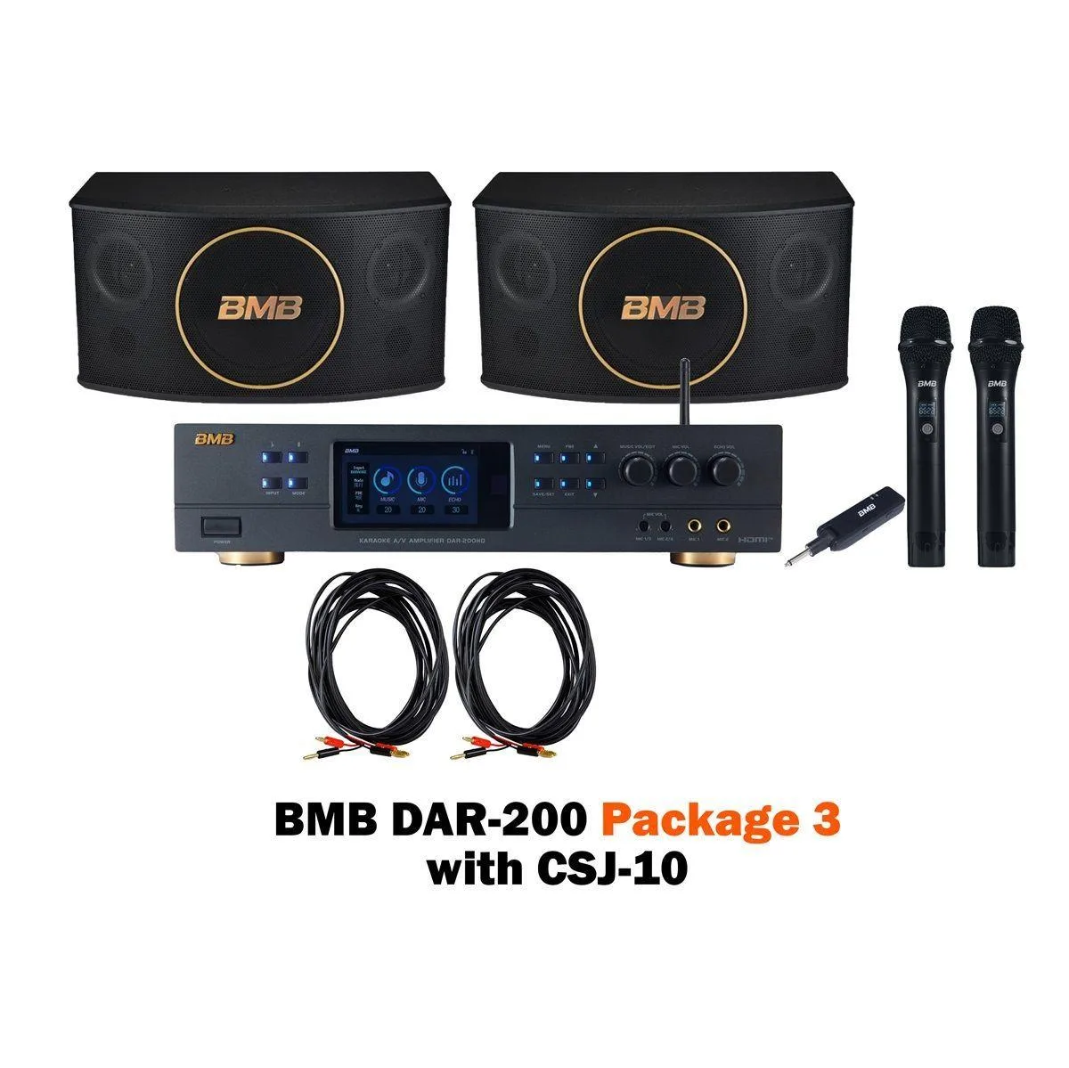 BMB BMB DAR-200HD Karaoke System with CSJ-10 Speakers and WH-210 Wireless Microphones — product photo