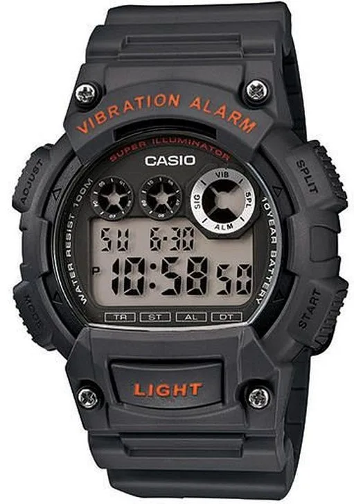 Gray round digital watch with resin band and buckle