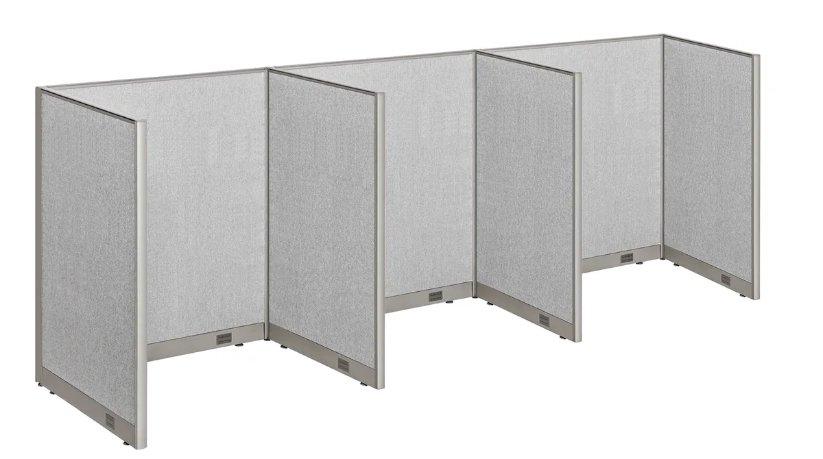 GOF GOF 3-Person Workstation Cubicle 36"D x 144"W x 60"H office furniture — product photo