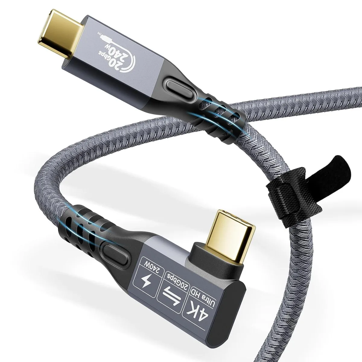 CableDeconn CableDeconn USB C 3.2 Gen-2 240W Curved Extension Cable 2m 6.6ft 20Gbps 48V/5A 4K@60Hz Thunderbolt 3 — product photo