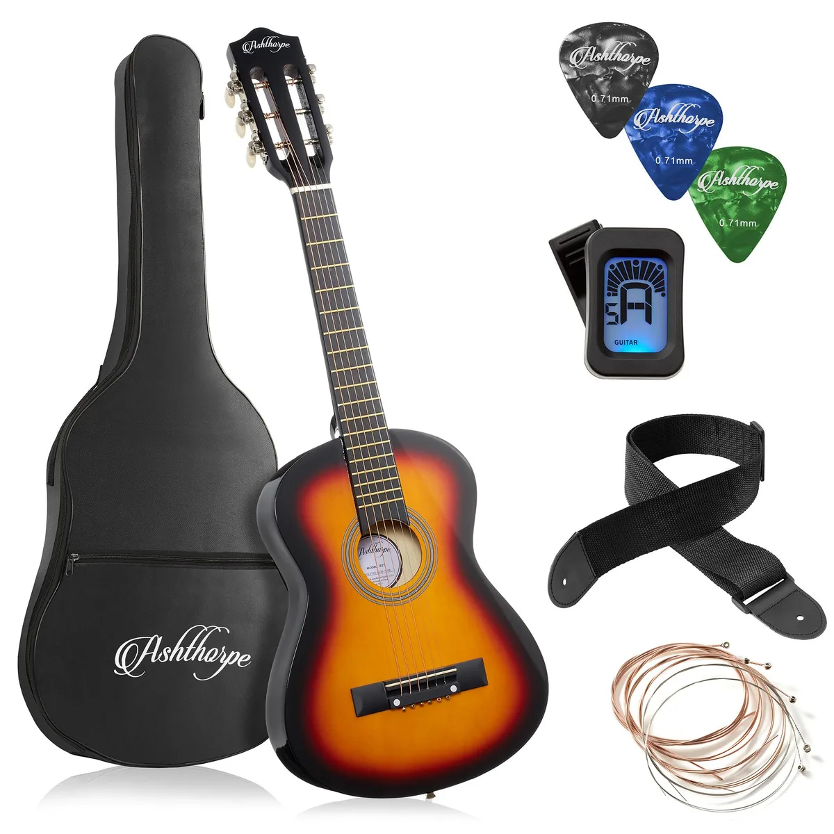 Ashthorpe Ashthorpe 30-inch Beginner Acoustic Guitar Package Sunburst — product photo