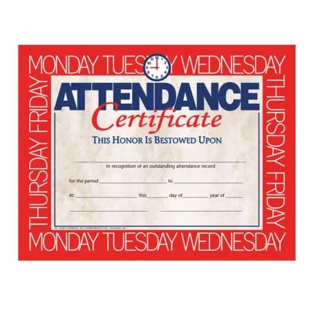 Five packs of Hayes attendance certificates, 8.5 by 11 inch matte paper, full colour design