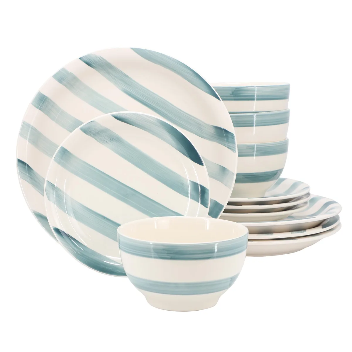Gibson Home Gibson Home Kenwood Shores 12 Piece Dinnerware Set Blue Stripe — product photo