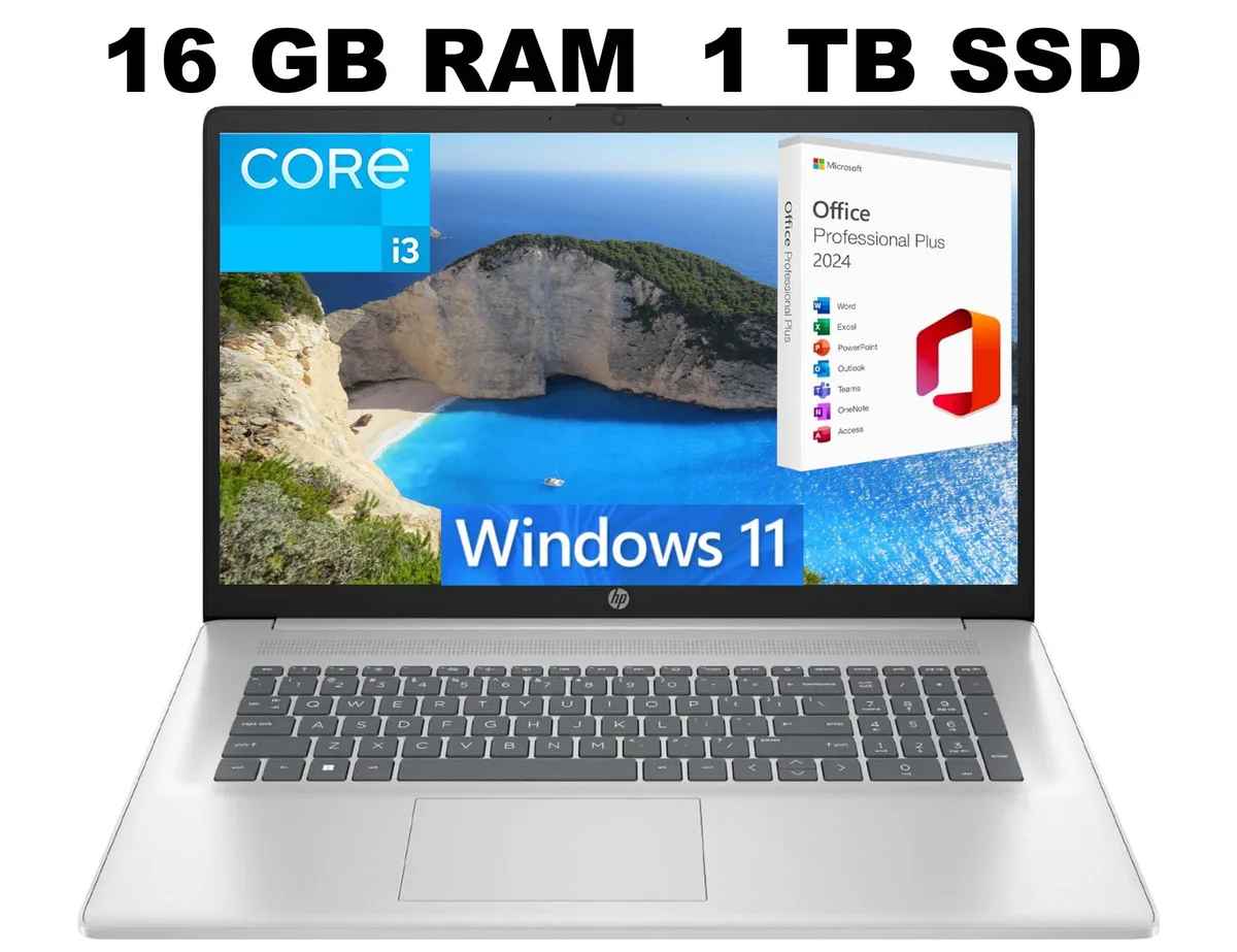 HP HP 17 laptop Intel Core i3-1215U 16GB 1TB SSD 17.3" FHD Silver — product photo