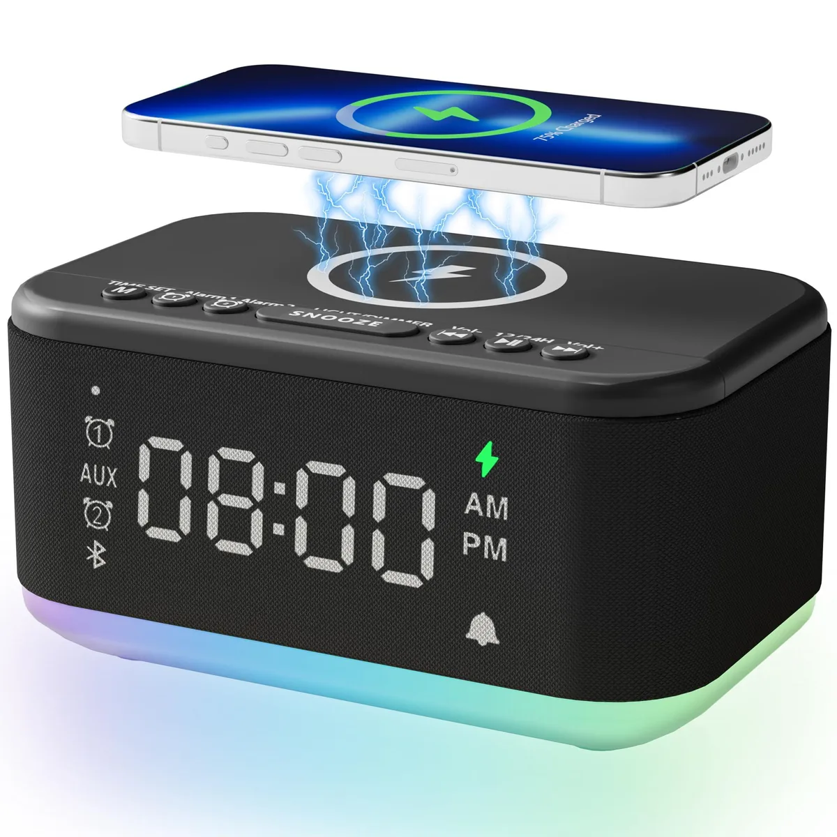 SAMSUNG A21-B Bluetooth 5.0 Alarm Clock Speaker Black — product photo
