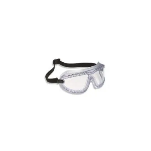 Clear polycarbonate safety goggles with grey anti-fog scratch-resistant lenses