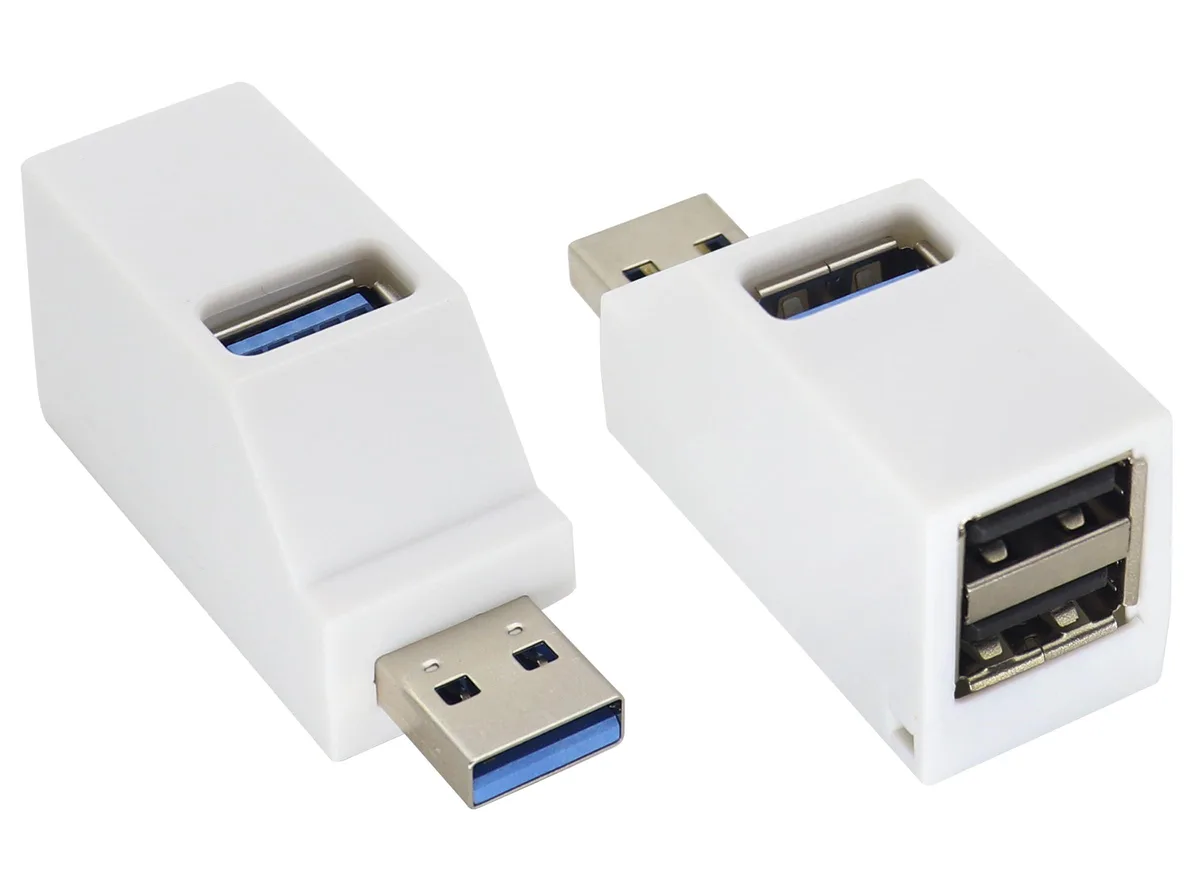 BUCIER BUCIER USB 3.0 Hub 3-Port 2Pack White 90° Male to 1×3.0 2×2.0 — product photo