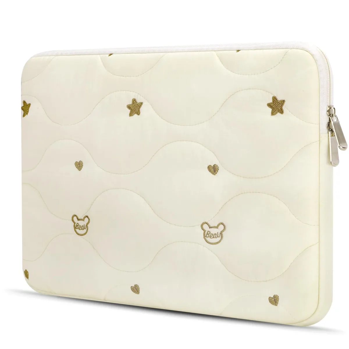  Songbala 13-14 Inch Laptop Sleeve Beige Bear Embroidery — product photo