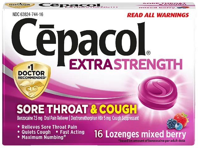 Reckitt Benckiser Reckitt Benckiser 63824-74016 Cepacol Cough Lozenges Mixed Berry 16/Pack 24 Packs/Carton — product photo