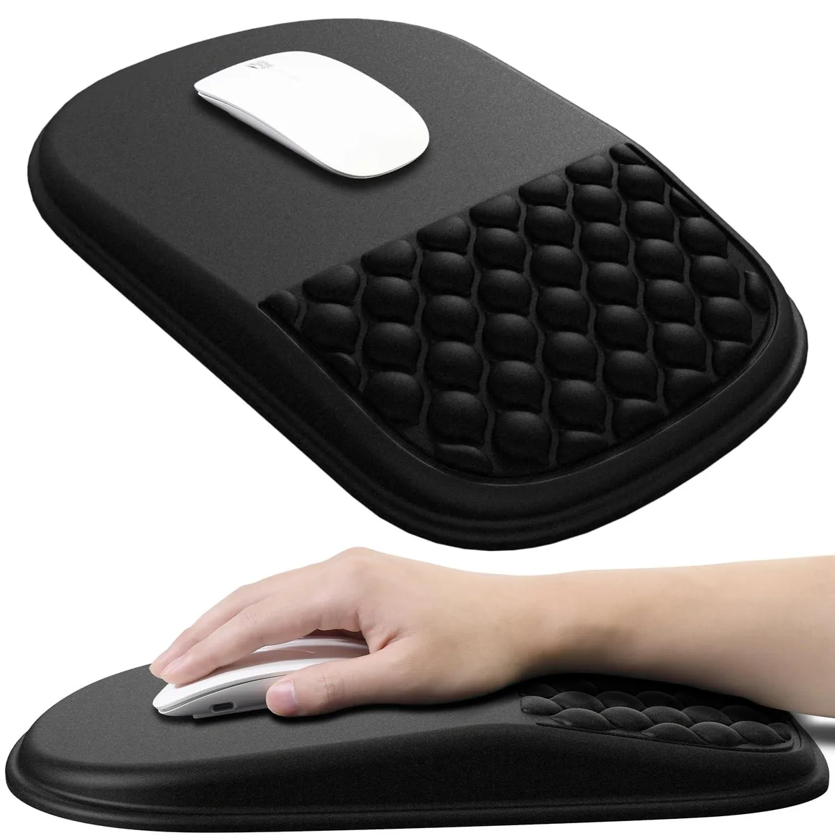 JIKIOU B90001 Ergonomic Mouse Pad Wrist Support 12x8 inch Matte Black — product photo
