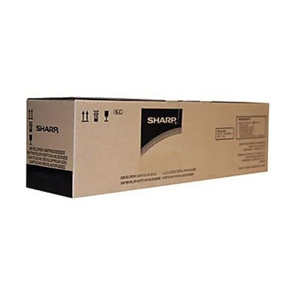 Rectangular black toner cartridge with Sharp branding and model label