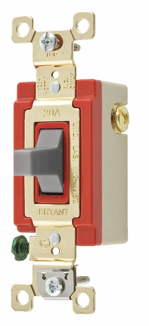 Gray toggle wall switch, single pole, 20 A, 1.7 in high