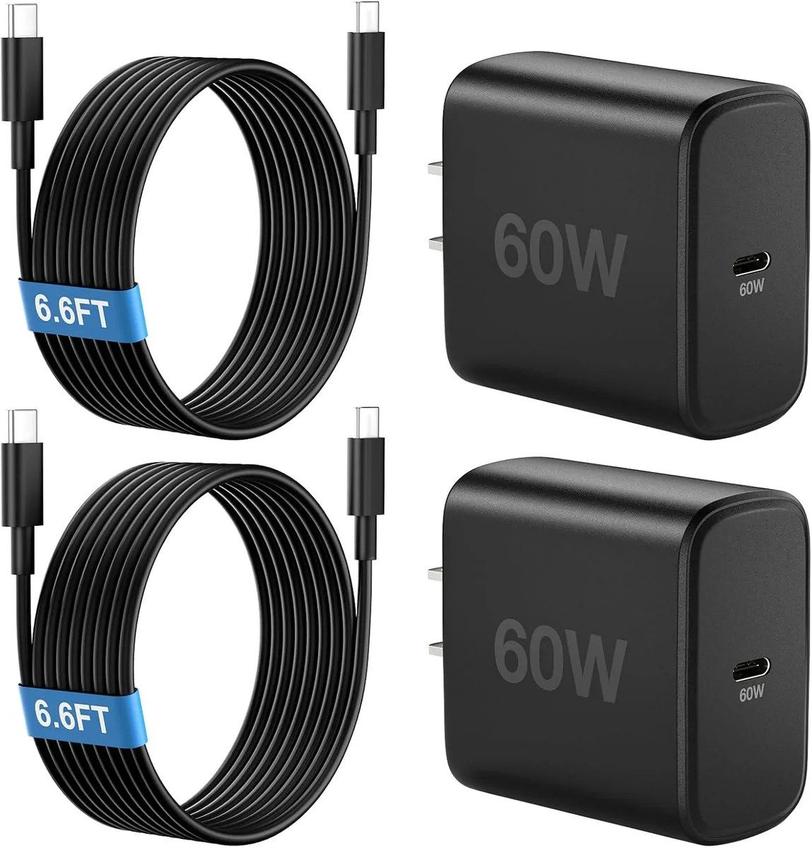 Elestur Elestur 60W USB-C Charger 2-Pack with 6.6FT Cable — product photo