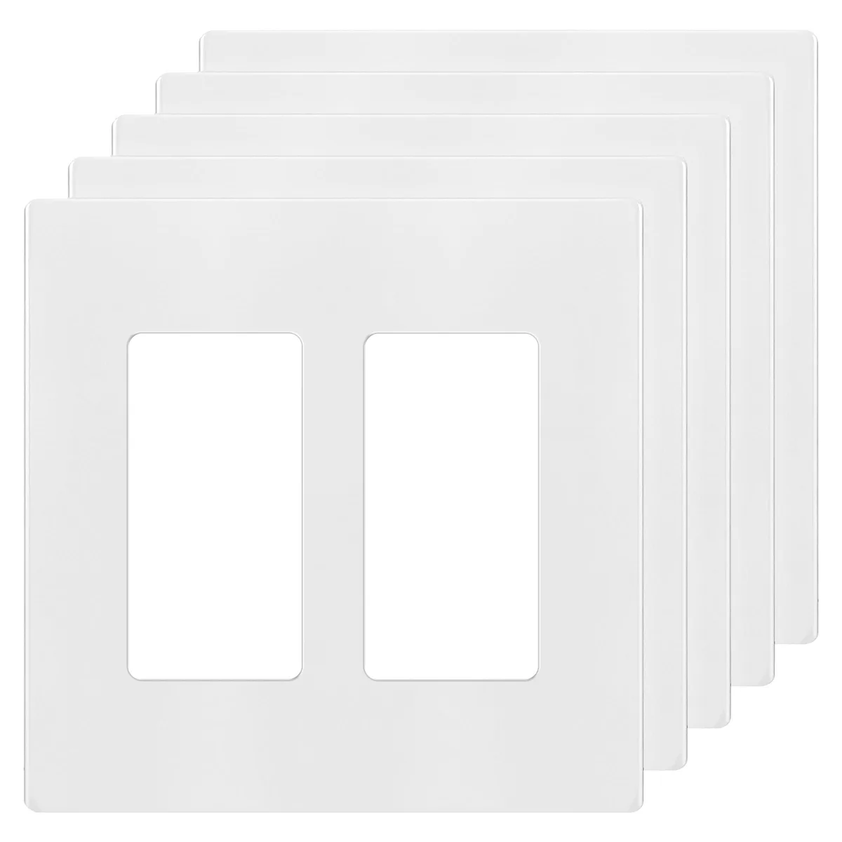  ENERLITES SI8832-W-5PCS 2-Gang Screwless Switch Plate White (5 Pack) — product photo