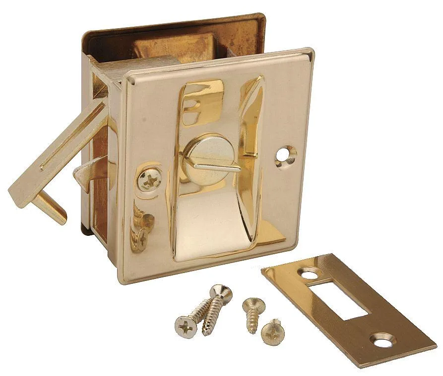 John Sterling Corp. John Sterling Corp. CD-1039-US3 Pocket Door Privacy Lock Bright Brass — product photo