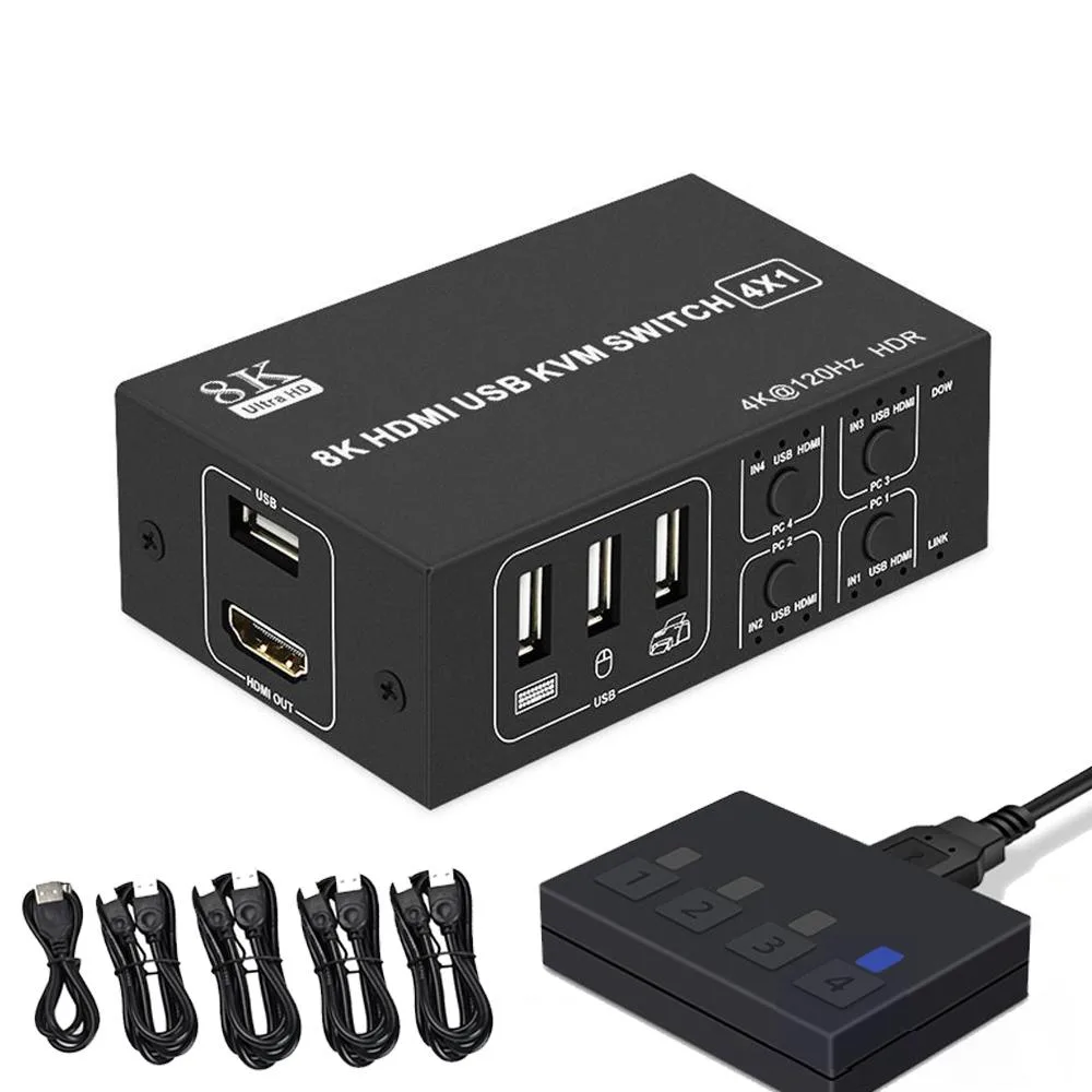 Hitoor Hitoor 4-Port HDMI USB KVM Switch 8K@60Hz 4K@120Hz — product photo