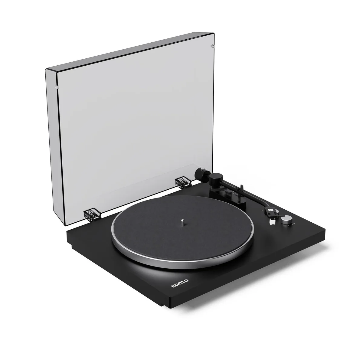 Matte black belt-drive turntable with aluminum platter and AT3600L cartridge