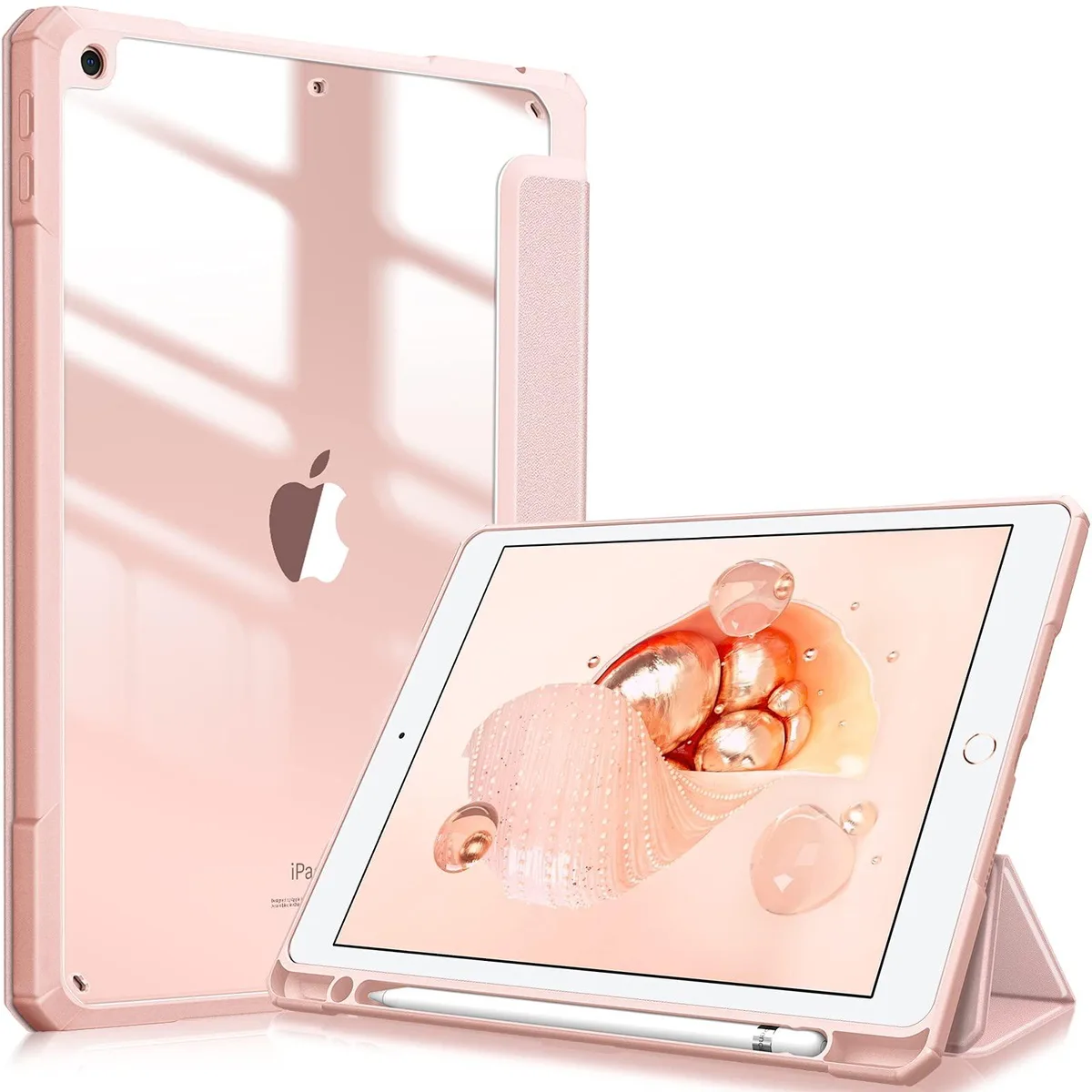 Fintie EPAK325 Hybrid Slim Clear Case iPad 9th 8th 7th Gen 10.2 Inch Rose Gold — product photo