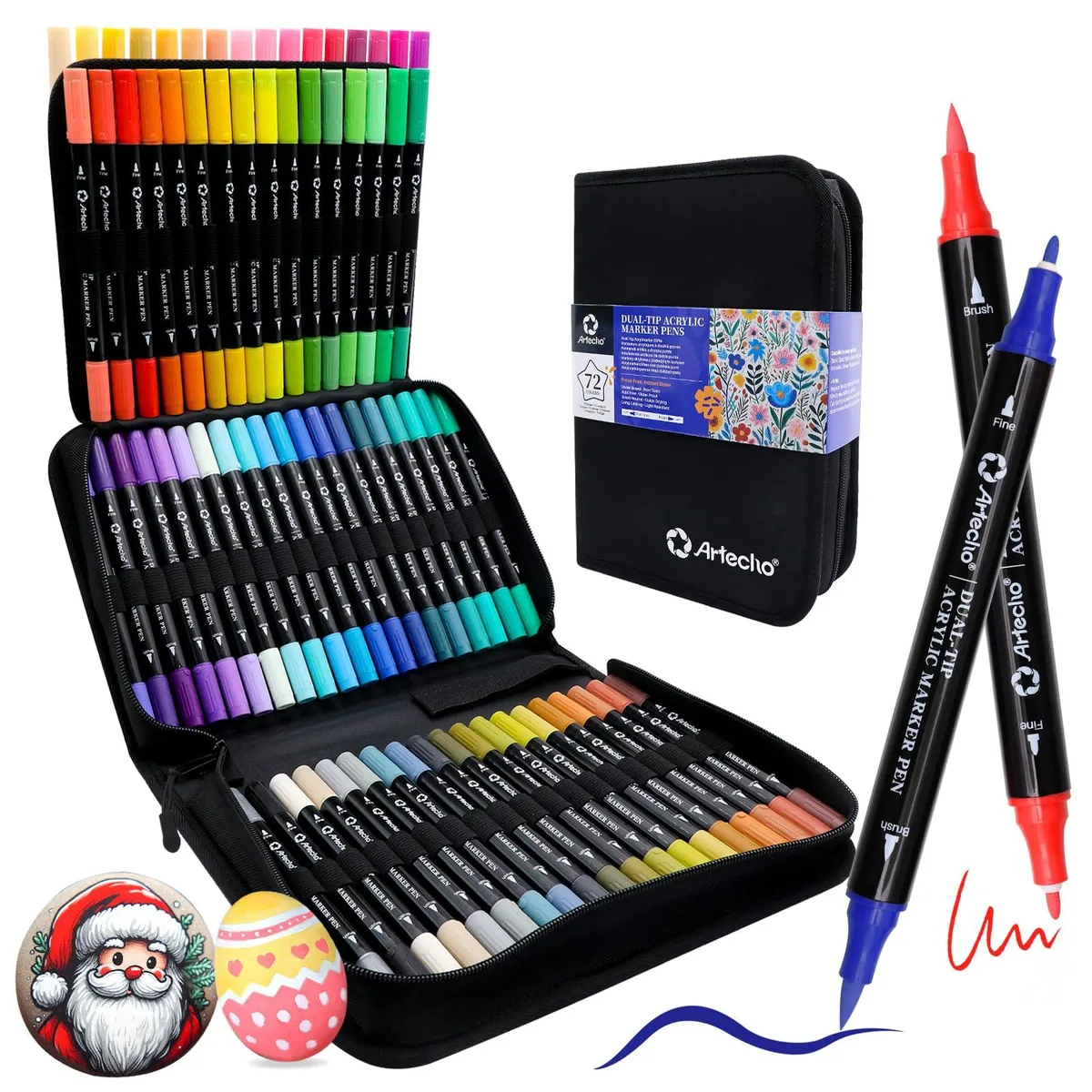  Artecho ATO-SM7217 72-colour dual-tip acrylic paint marker set — product photo