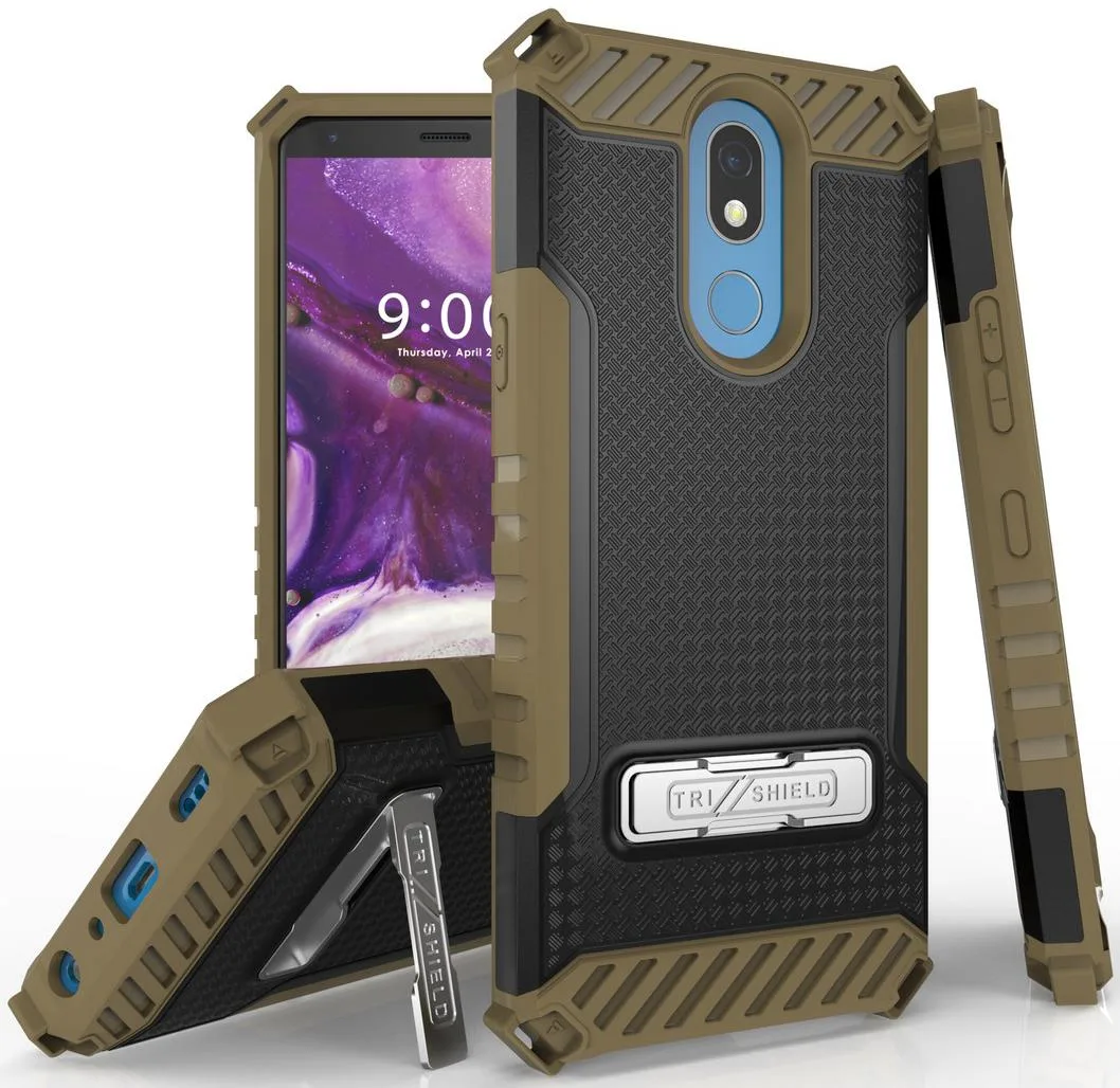 Nakedcellphone Nakedcellphone Tri-Shield Rugged Case Brown for LG K40 Solo K12 Plus — product photo