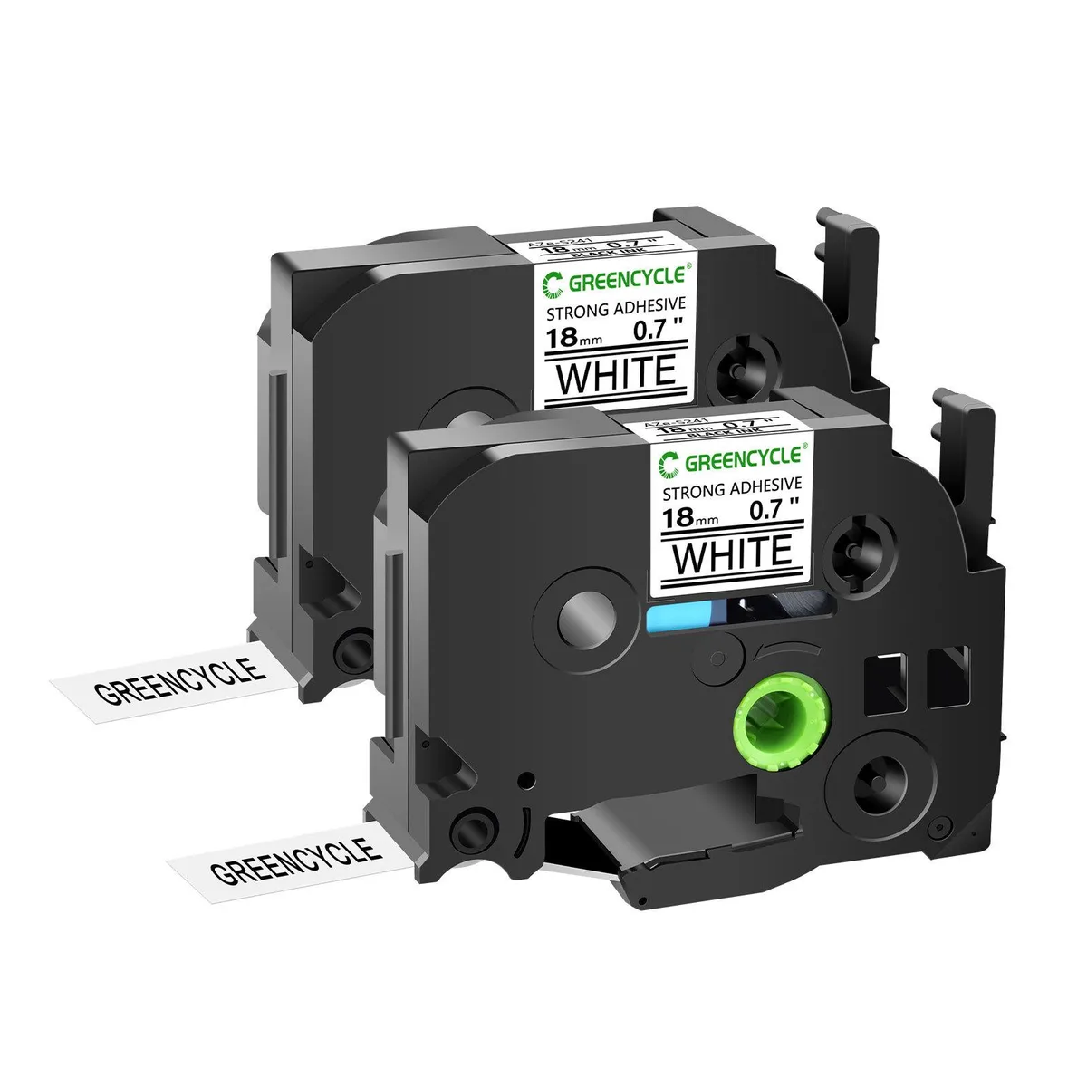 GREENCYCLE GREENCYCLE TZe-S241 18mm 26.2ft Black on White Laminated Tape 2 Pack — product photo