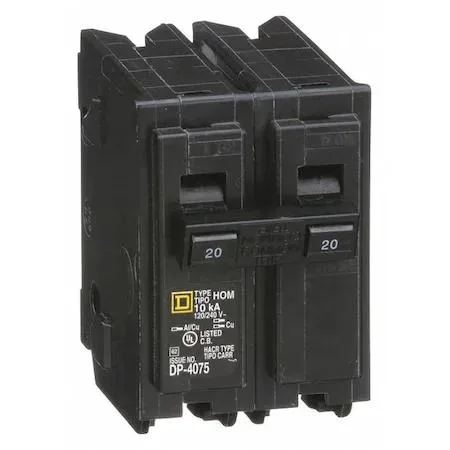 SQUARE D SQUARE D HOM220 20 A 2 Pole Plug In Circuit Breaker 120/240V AC — product photo