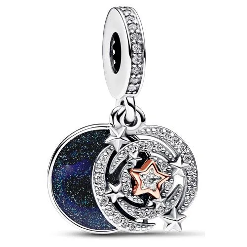 PANDORA PANDORA Shooting Star Double Dangle Charm 14ct Rose Gold-Plated Silver — product photo