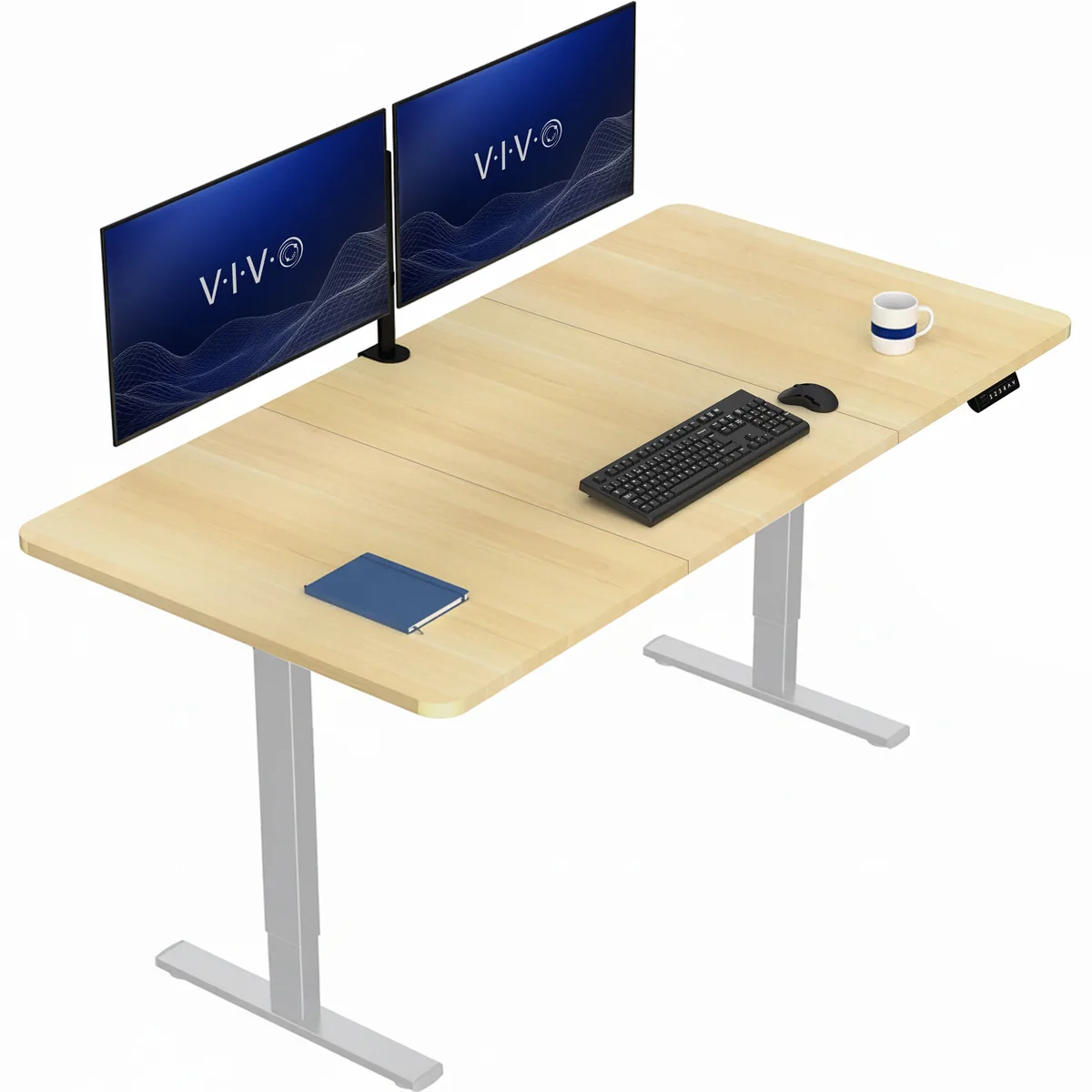 VIVO VIVO Electric Standing Desk 71 x 36 Light Wood Grey Frame — product photo