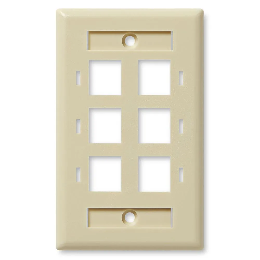 NavePoint NavePoint Keystone Wall Plate 6-Port Low Profile Single Gang Ivory 10-Pack — product photo