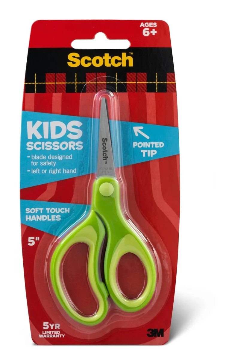 Twelve 5-inch blunt-tip scissors with soft-grip handles in assorted colours