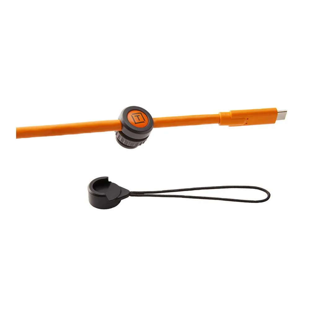 Black magnetic camera support with locking base and cable strain relief loop