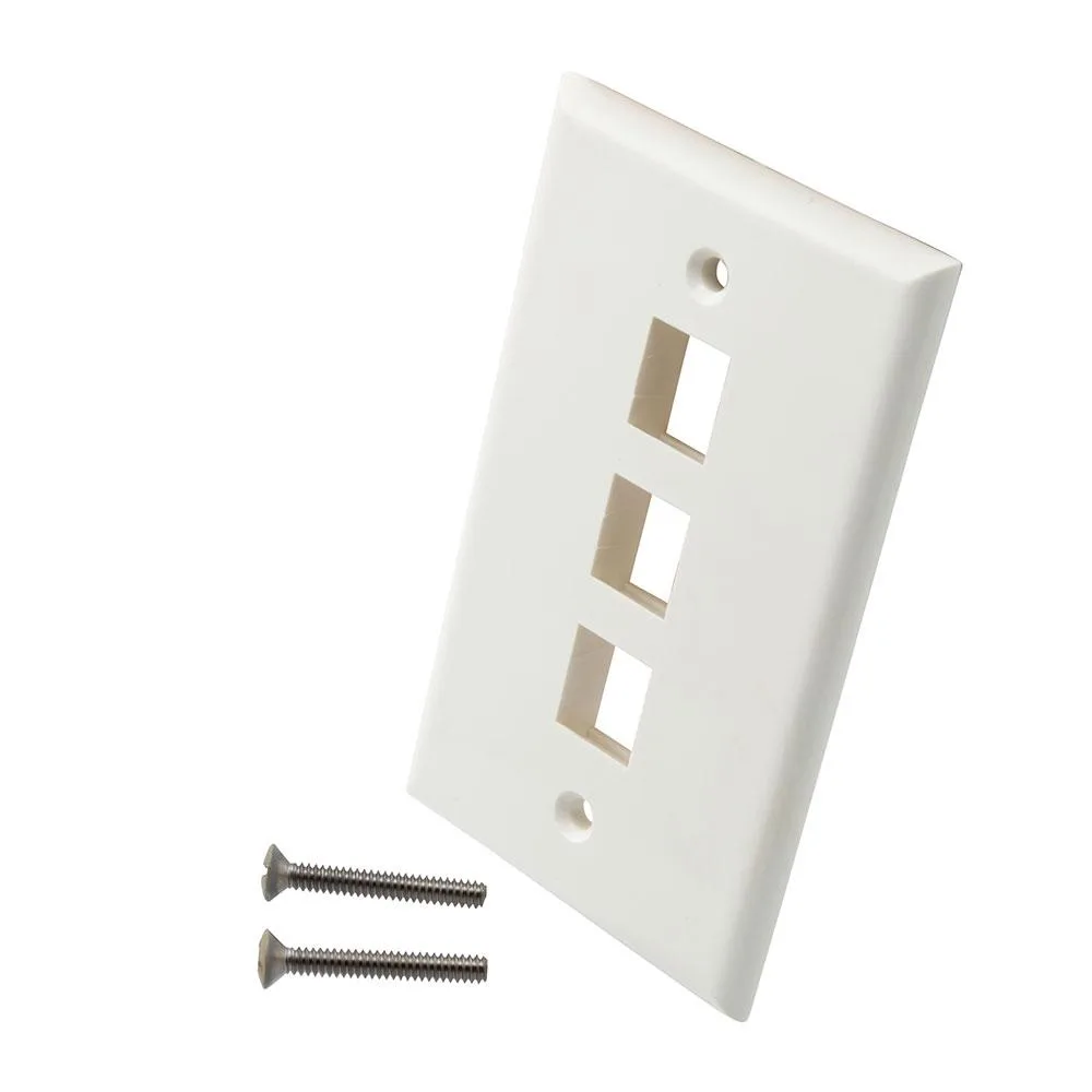 NavePoint NavePoint Snap-In Keystone Wall Plate ABS 3-Port White 10-Pack — product photo