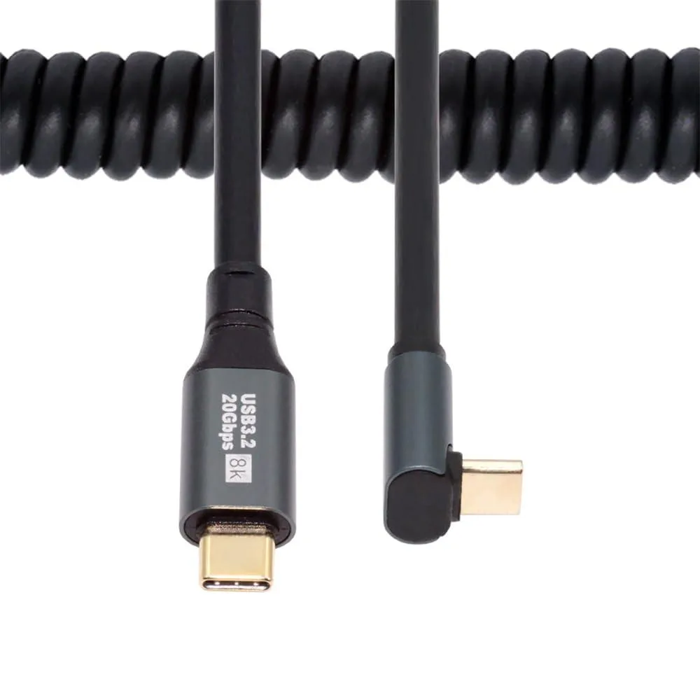 Fervit Fervit USB4 Coiled Cable 20Gbps 100W Up Angled USB-C to USB-C — product photo